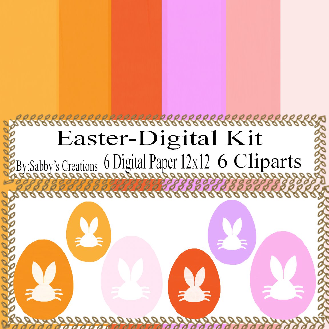 Easter Digital Kit i-Digtial Paper-Egg-Bunny-Art Clip-Gift Tag-Jewelry-T shirt