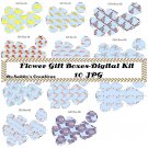 Flower Gift Box Digital Kit-Digtial Paper-Art Clip-Gift Tag-Jewelry-Mothers Day