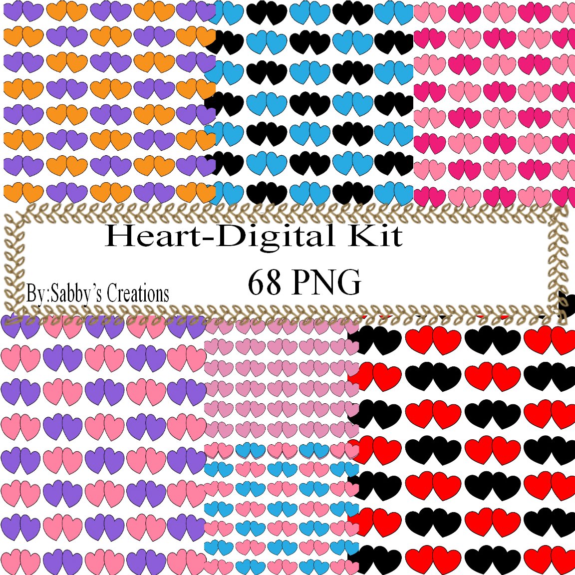 Color Hearts 77 Digital Kit-Jewelry Tag-Clipart-Art Clip-Gift Tag