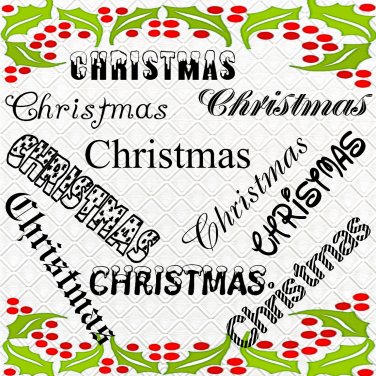 Christmas Words-Digital ClipArt-PNG-Art Clip-Gift Tag-Notebook-T Shirt-Party-Scrapbook