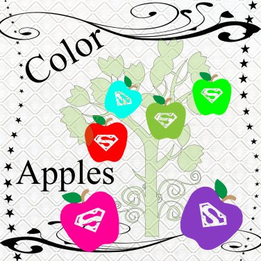 Color Apples 4-Digital ClipArt-Art Clip-Gift Tag-Notebook-Scrapbook-banner-background-gift card.