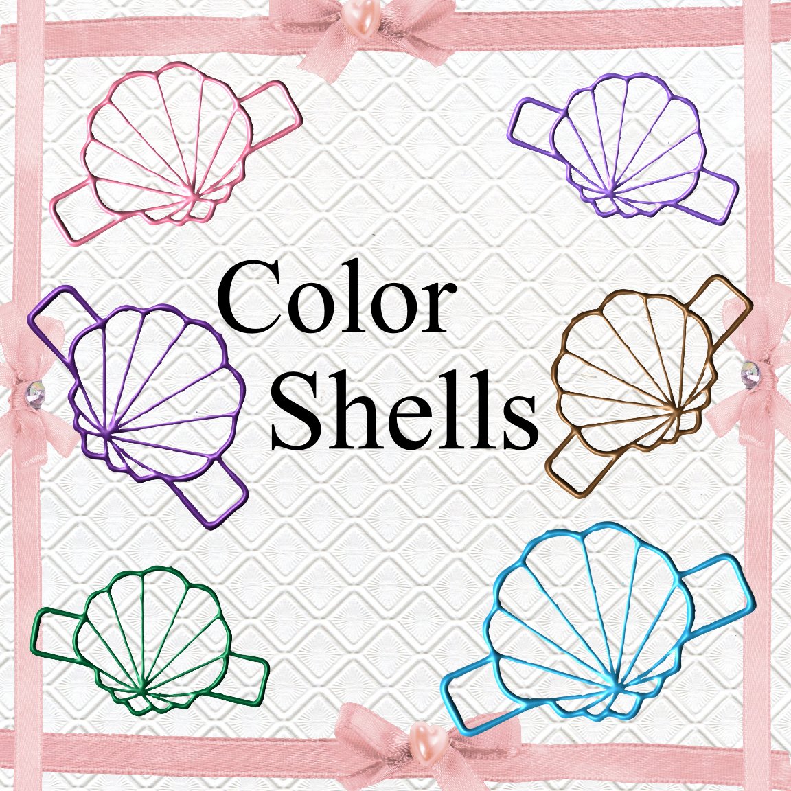 Color 3D Shell-Digital ClipArt-Art Clip-Gift Tag-Notebook-Scrapbook-banner-background-gift card.
