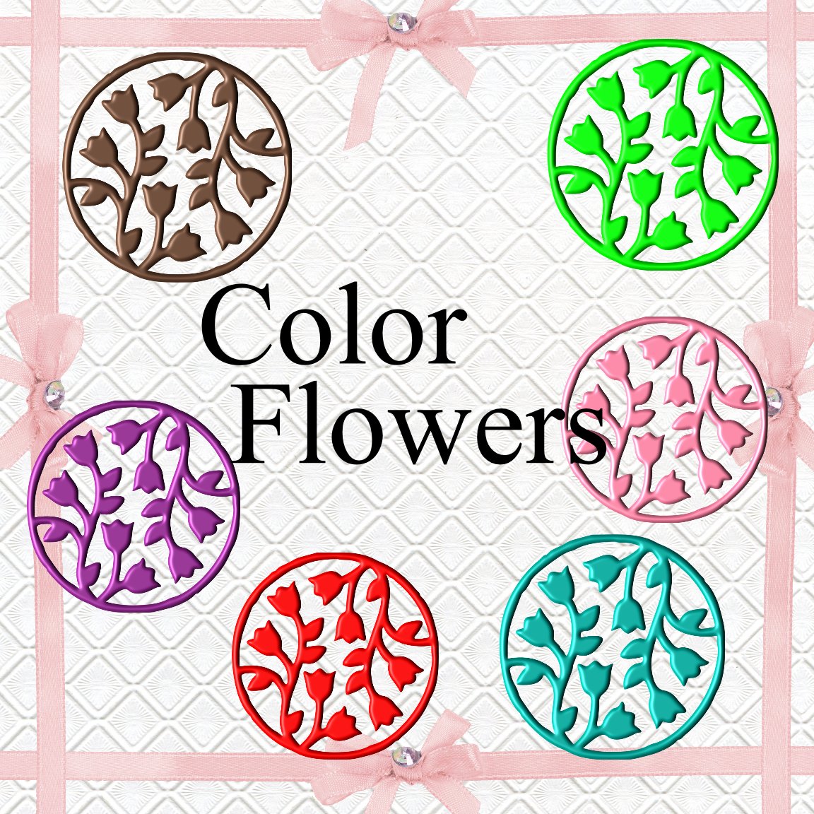 Color 3D Flowers200a-Digital ClipArt-Art Clip-Gift Tag--banner-gift card.