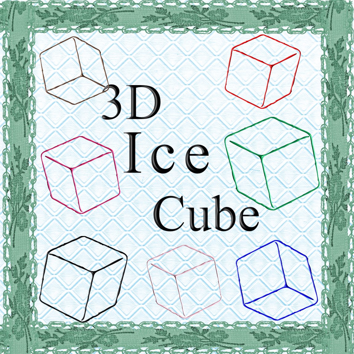 Color 3D Ice Cubes-Digital ClipArt-Gift Tag-Tshirt--Scrapbook-Banner-Background-Gift Card.