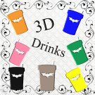 Color 3D Drinks 3-Digital ClipArt-Gift Tag-Soft Drinks-Bat-Scrapbook-Banner-Background-Gift Card.