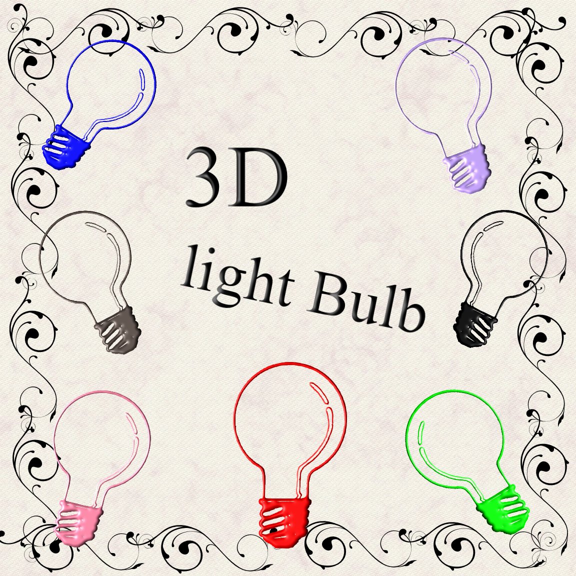 3D light Bulbs-Digital ClipArt-Notebook-Tshirt-Scrapbook-banner-background-gift card.