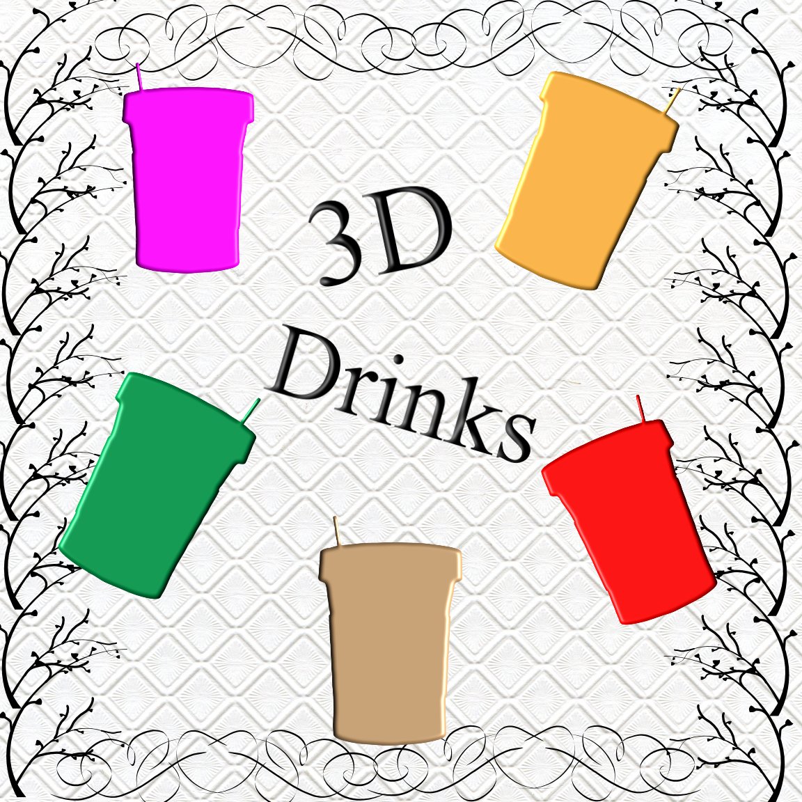Color 3D Drinks 2-Digital ClipArt-Gift Tag-Soft Drinks-Scrapbook-Banner-Gift Card.