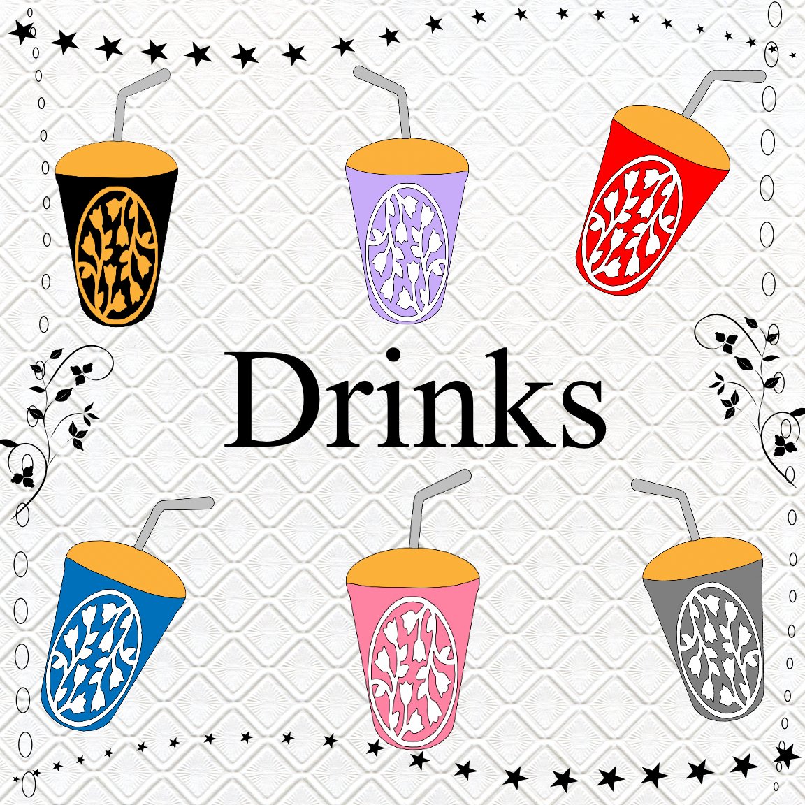 Color Drinks 1-Digital ClipArt-Art Clip-Soft Drinks-Flowers-Notebook-Scrapbook-Banner-Gift Card.