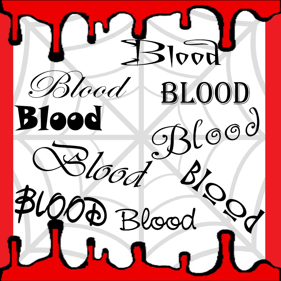 Blood-Digital ClipArt-Fonts-Art Clip-Gift Tag-Notebook-Halloween-Scrapbook