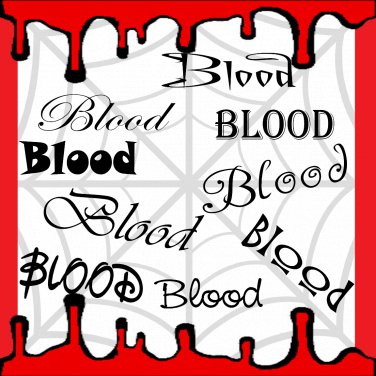 Blood-Digital ClipArt-Fonts-Art Clip-Gift Tag-Notebook-Halloween-Scrapbook