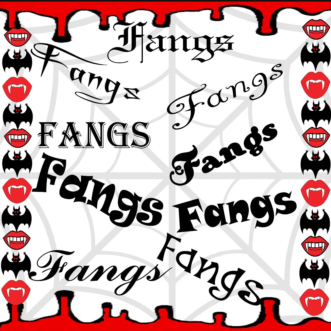 Fangs-Digital ClipArt-Fonts-Gift Tag-Notebook-Halloween-Scrapbook-Gift Card.
