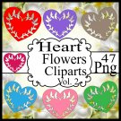 Heart Flowers Vol. 2-Digital Clipart,Craft,Valentine's Day,Gift Card,Gift Tag