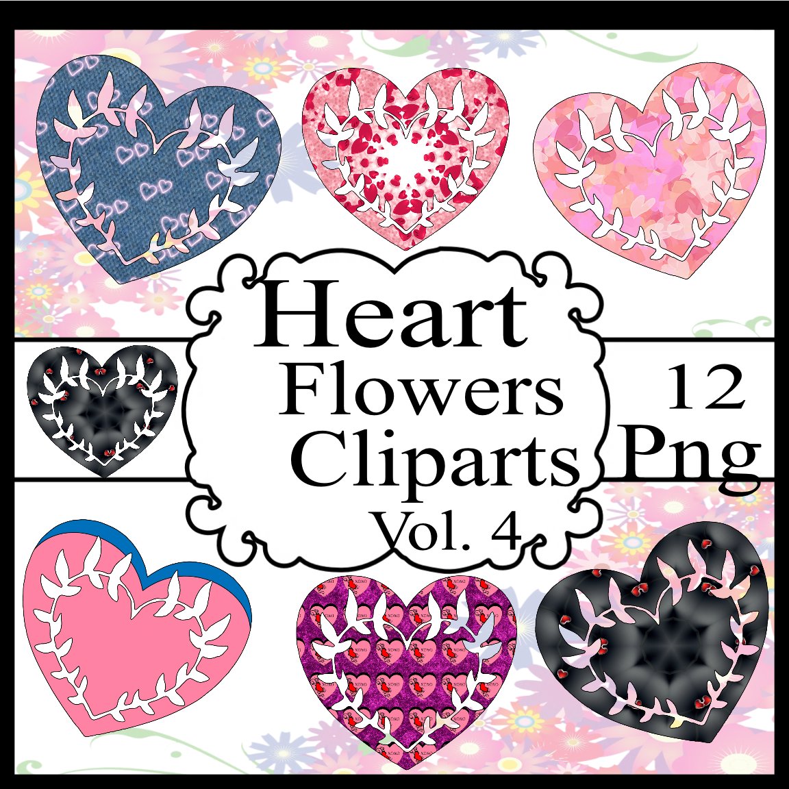 Heart Flowers Vol. 4-T-Shirt-Digital Clipart-Website-Clipart-Scrapbook.