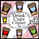 Drink Cups Vol. 17-Digital Clipart-Craft,Heart,Valentine's Day-Gift Tag-Tshirt-Scrapbook