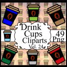 Drink Cups Vol. 24-Digital Clipart-Skull-Gift Tag-Tshirt-Notebook-Gift Card.