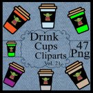 Drink Cups Vol. 21-Digital Clipart-Yoda-Gift Tag-Tshirt-Notebook-Gift Card.