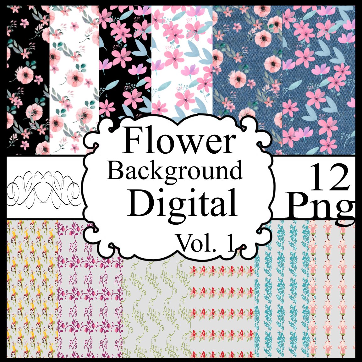 Flower Background Vol. 1-Digital Clipart