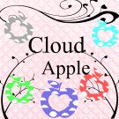 Color Cloud Apple1-Digital Clipart-Gift Cards-Gift Tag-Jewelry-Tshirt-Scrapbook.