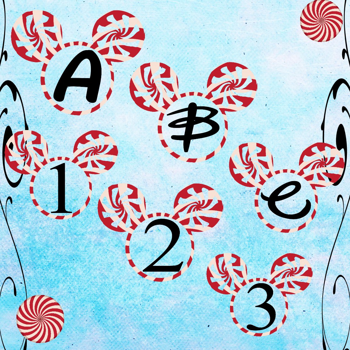 ABC and Numbers 73a-Digital ClipArt-Candy Mouse-Fonts-Art Clip-Gift Tag