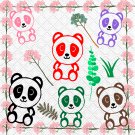 Panda Bears 1a-Digital ClipArt-Art Clip-Gift Tag-Tshirt--Notebook-Flower-Grass