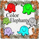 Color 3D Elephants 1-Digital ClipArt-Art Clip-Gift Tag-Notebook-Scrapbook-banner