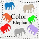 Color Elephant 1-Digital Clipart-Art Clip-3D Elephant-Gift Cards-Banner-Gift Tag