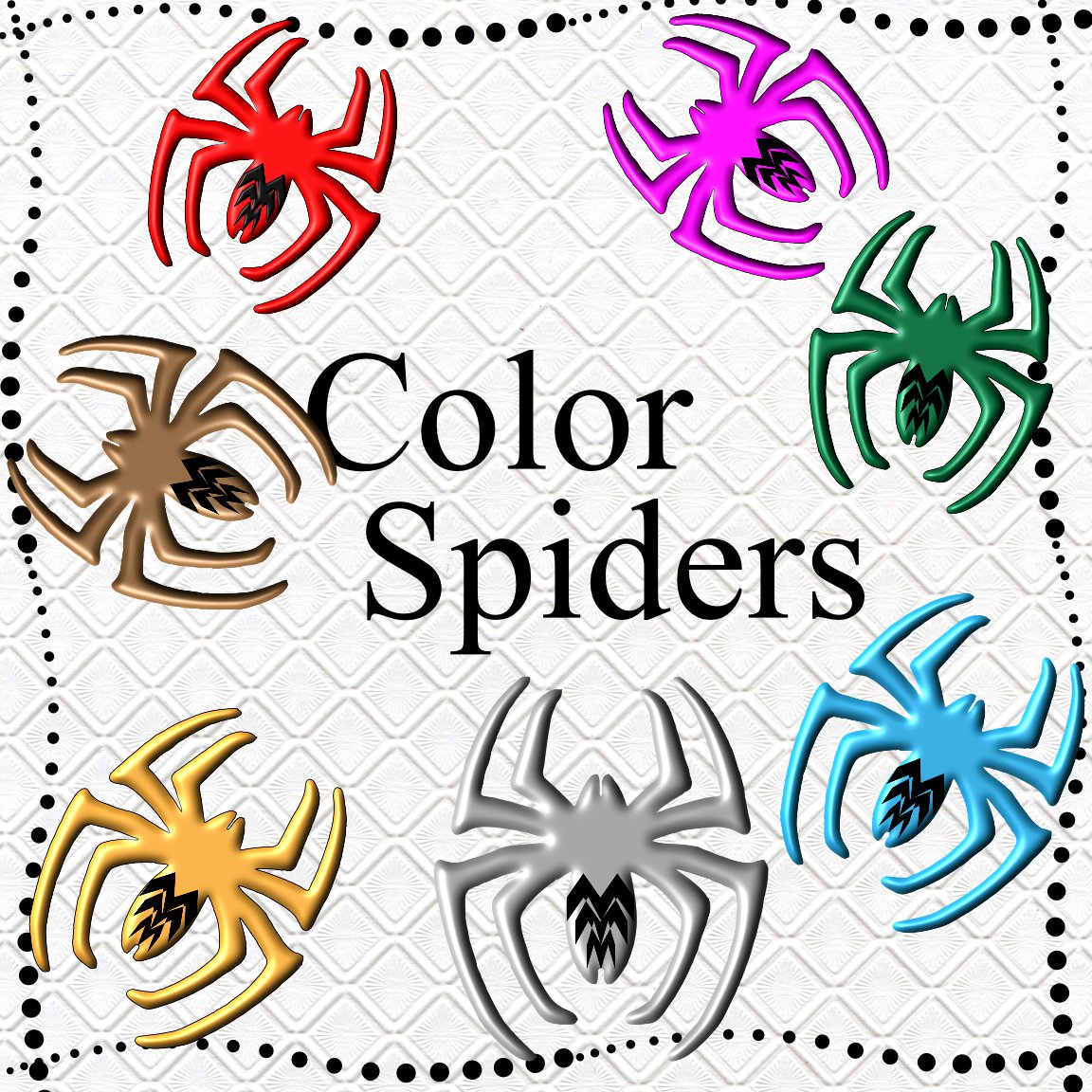 Color Spiders 2-Digital Clipart-Gift Card-Gift Tag-Jewelry-Tshirt-Scrapbook