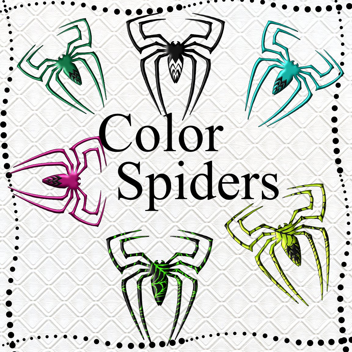 Color Spiders1-Digital Clipart-Gift Card-Gift Tag-Jewelry-T shirt-Scrapbook