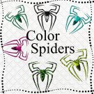 Color Spiders1-Digital Clipart-Gift Card-Gift Tag-Jewelry-T shirt-Scrapbook