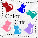 Color Cats 1-Digital Clipart-Art Clip-Gift Cards-Banner-Gift Tag-Jewelry-T shirt