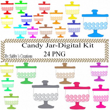 Candy Jar-Digital Kit-Jewelry Tag-Clipart-Gift Tag-T shirt-Digital Clipart