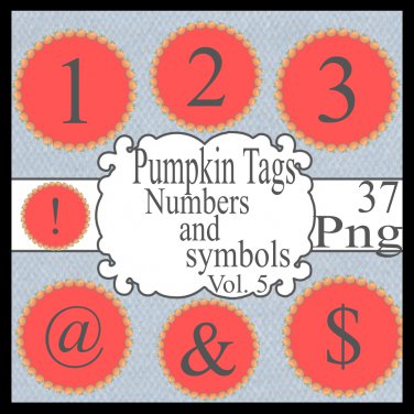 Pumpkin Tags Numbers and symbols Digital Vol. 5