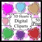 3D Hearts Digital Cliparts