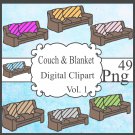 Couch & Blanket Digital Clipart Vol. 1