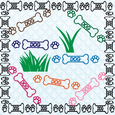Dog Bone with Paws 1a-Digital ClipArt