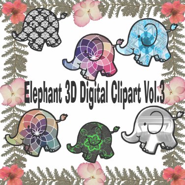Elephant 3D Digital Clipart Vol.3