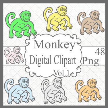 Monkey Digital Clipart Vol.1