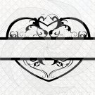 Heart Split Monogram F27smp-Digital Clipart
