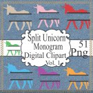 Split Unicorn Monogram Digital Clipart Vol. 1