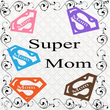 Color Super Mom-Digital ClipArt-Art Clip-Gift Tag-Scrapbook-Banner-Gift Card.