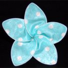 Baby blue w/ white polka dots