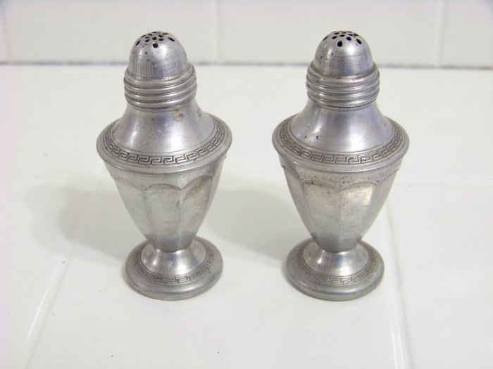 vintage aluminum salt and pepper shakers