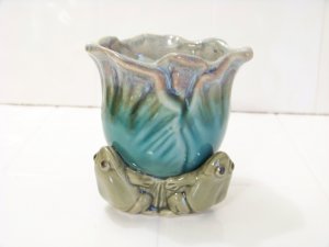 cute frog and lettuce or cabbage planter