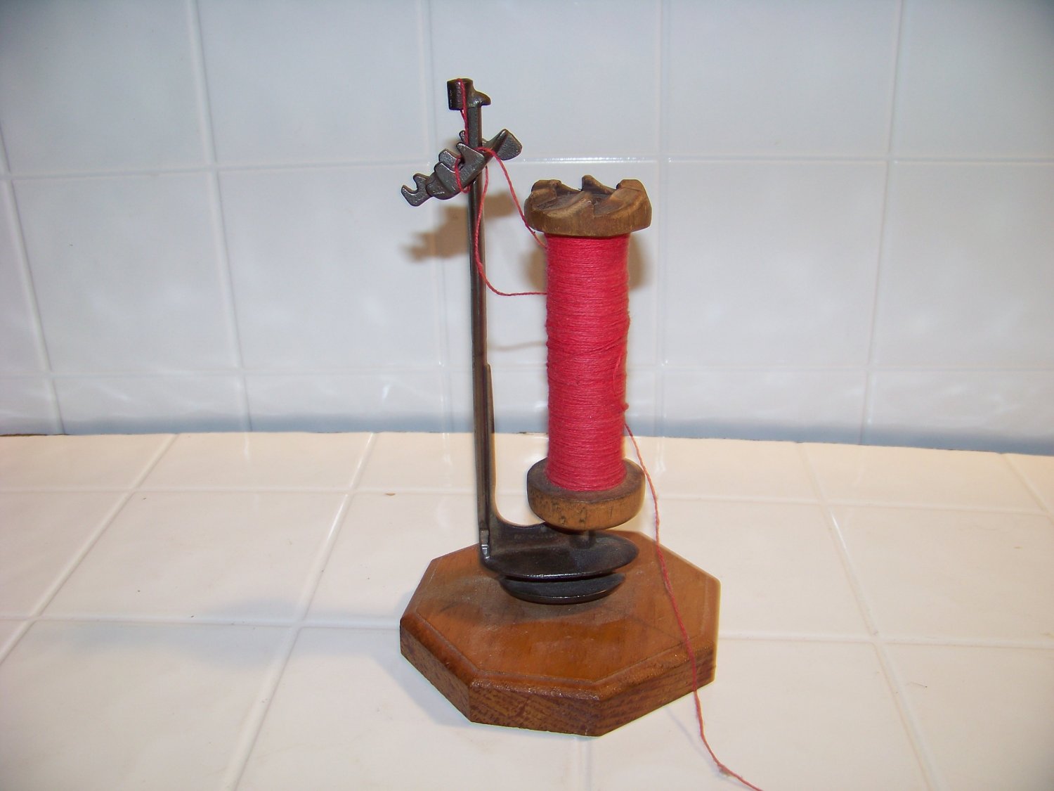 vintage sewing wood spool bobbin holder decorative item