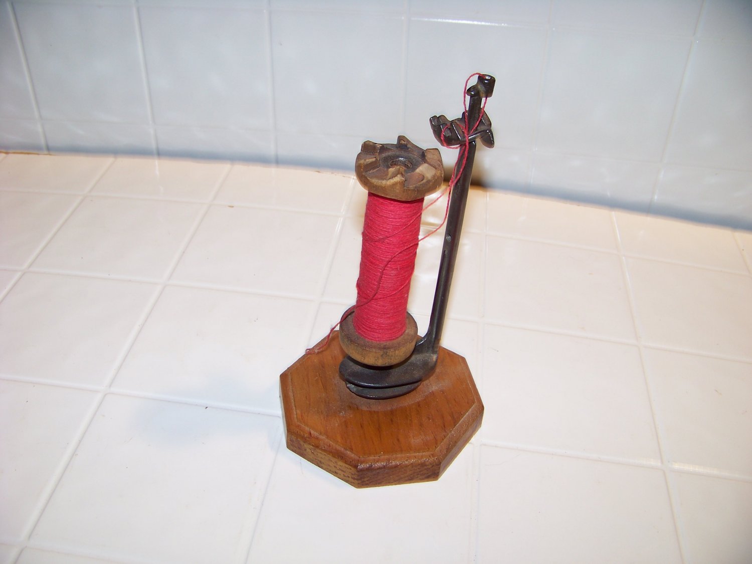 vintage sewing wood spool bobbin holder decorative item