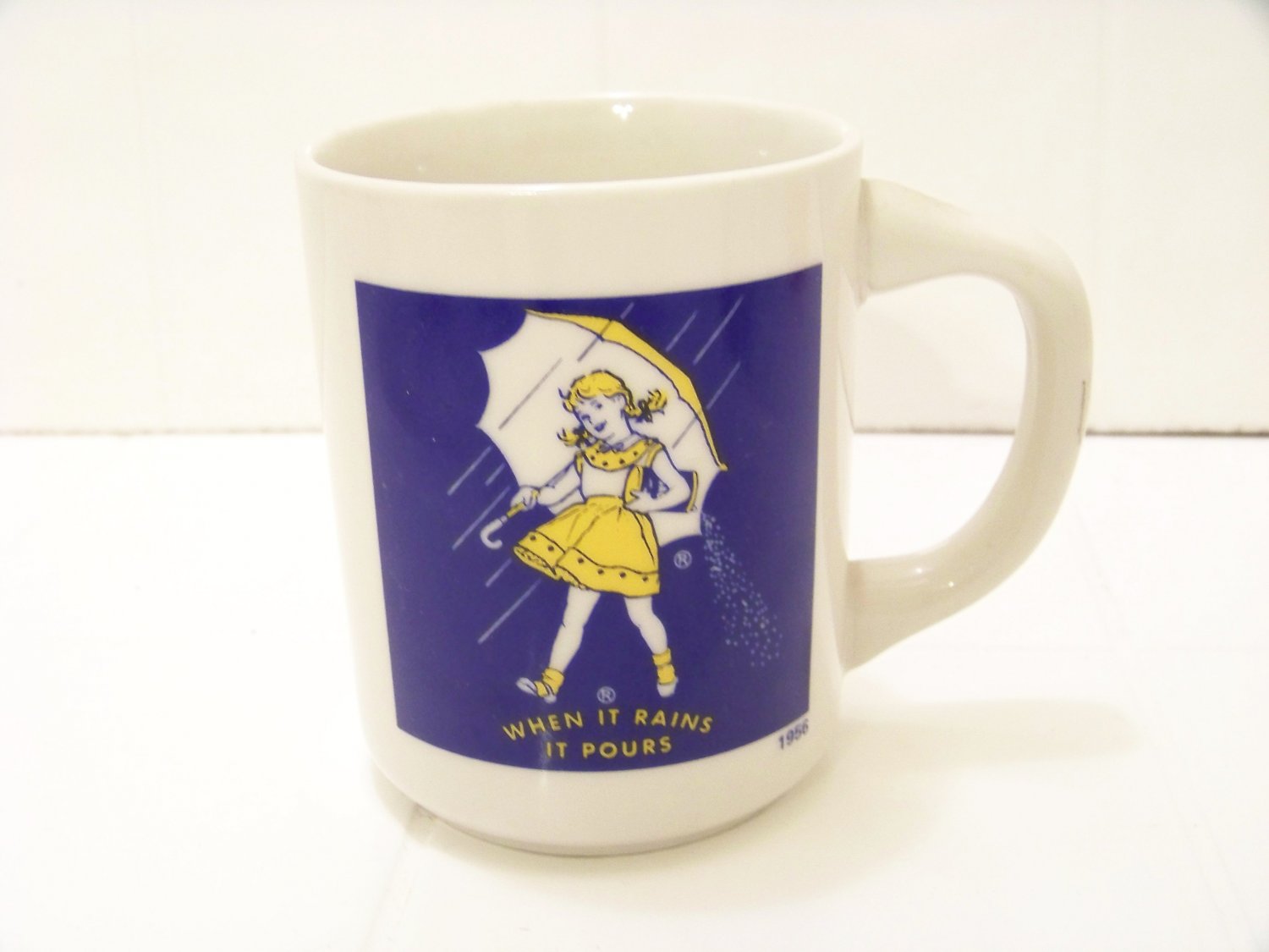 Morton's salt advertising coffee cup 