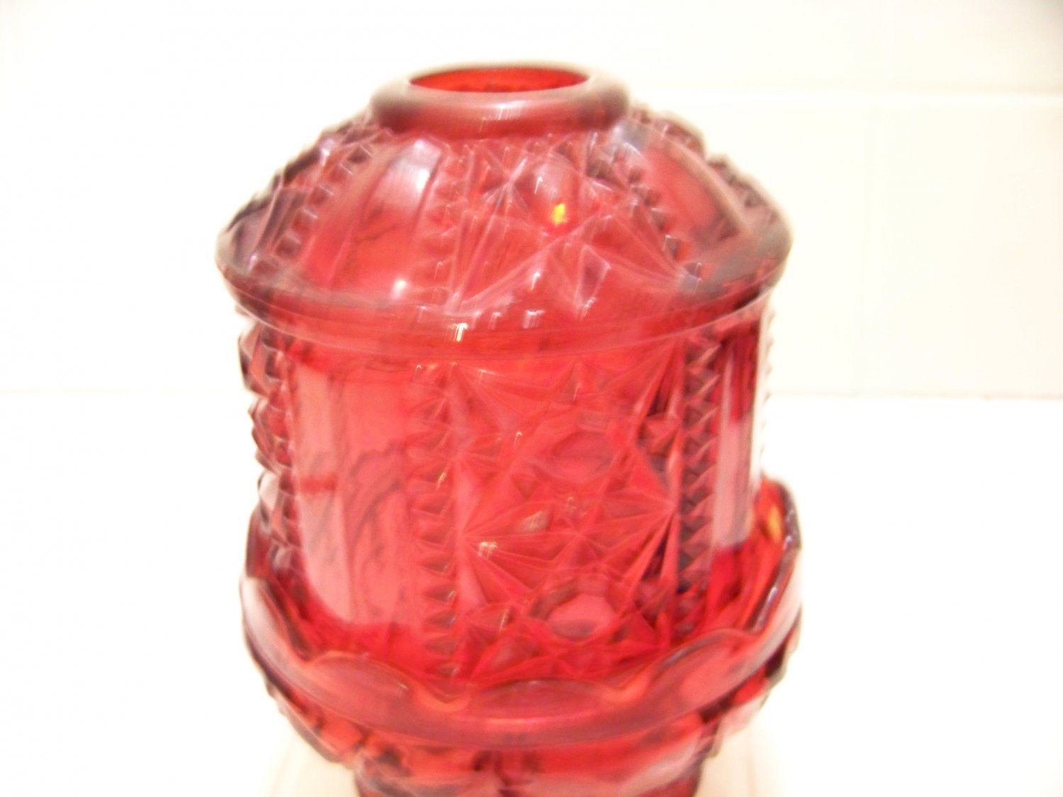 Beautiful flash ruby red glass fairy lamp candle