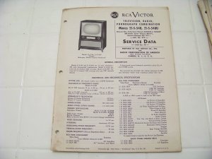 RCA Victor service data 1954 no.T9 television radio phonograph combination vintage electronics