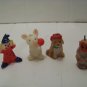 4 small vintage cake decoration candles clown bunny dog monkey rare don't miss these!!