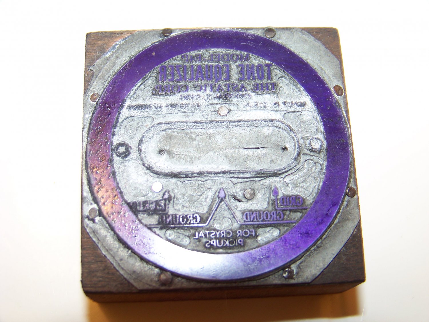 vintage Astatic tone equalizer advertising printers block stamp